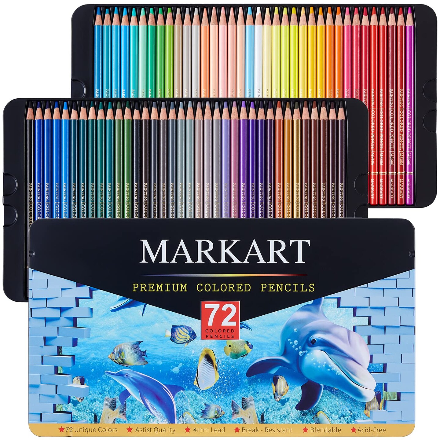 72 Count Colored Pencils for Adult Coloring Books, Soft Core, Ideal for Drawing Blending Shading, Color Pencils Set Gift for Adults Kids Beginners in Tin Box