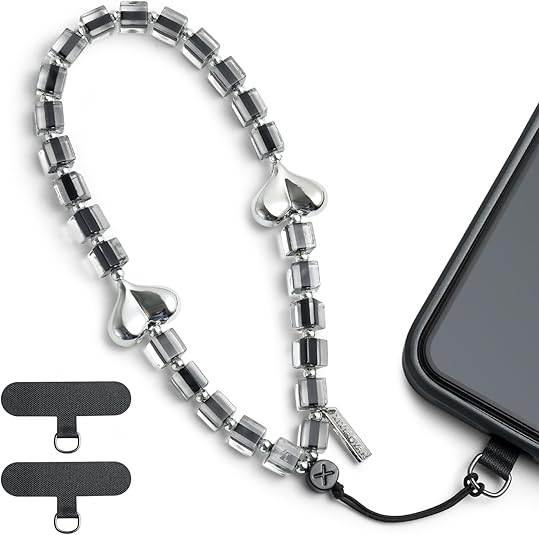 Cute Beaded Mobile Charm - Stylish Pearl Bow Tie Charm strap - Compatible with iPhone &#x26; Other Devices - Wrist Strap for Women &#x26; Girls - 2pcs Phone Tether Tab &#x26; 1pcs Phone Chain