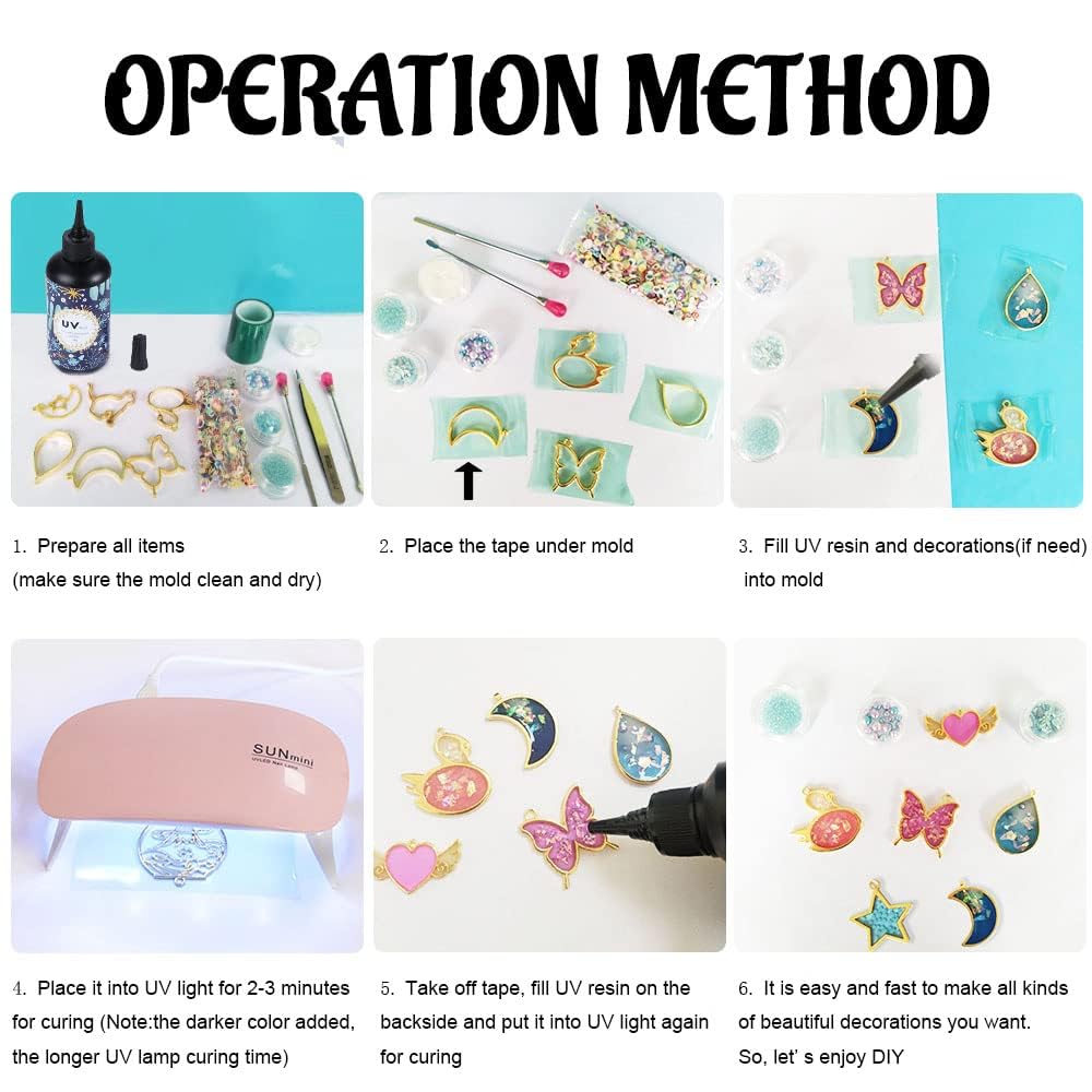 OSBANG Crystal Clear Hard UV Resin Upgraded Formula Ultraviolet Fast Curing Resin for Jewelry Making Craft Decoration Hard Transparent Glue Solar Cure Sunlight Activated Resin Casting & Coating (200g)