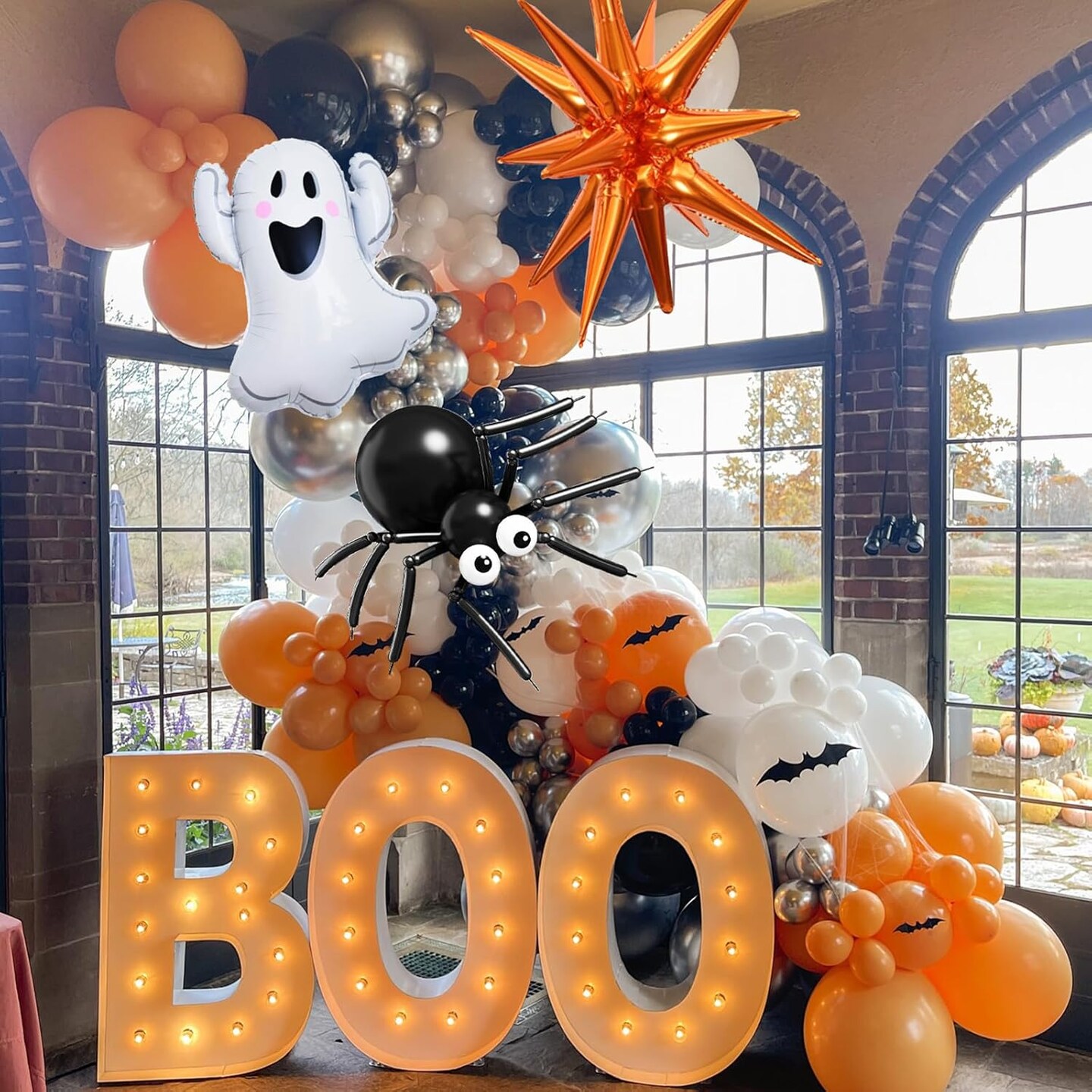 Halloween Balloons Garland Arch Kit(Black Orange Sliver)