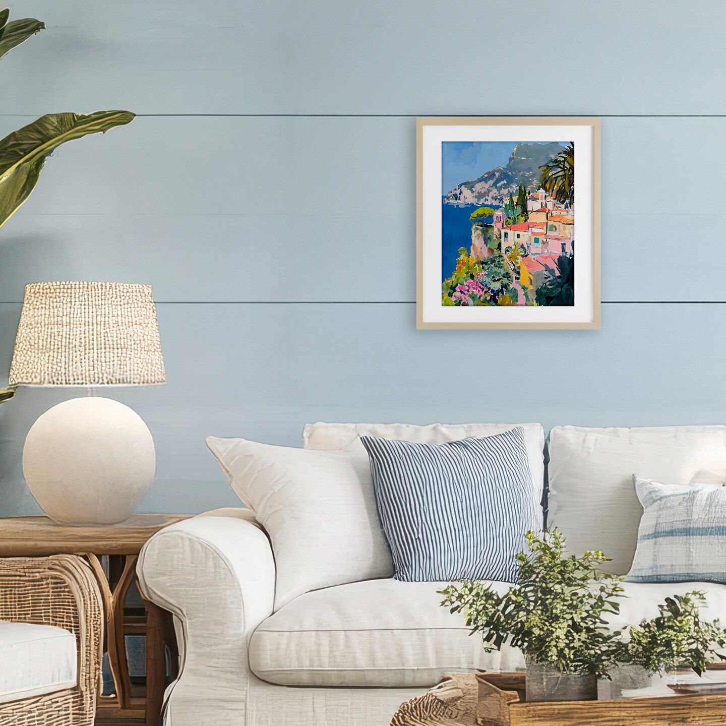 Stupell Industries Scenic Italian Coast Framed Print Under Glass, design by Riley B