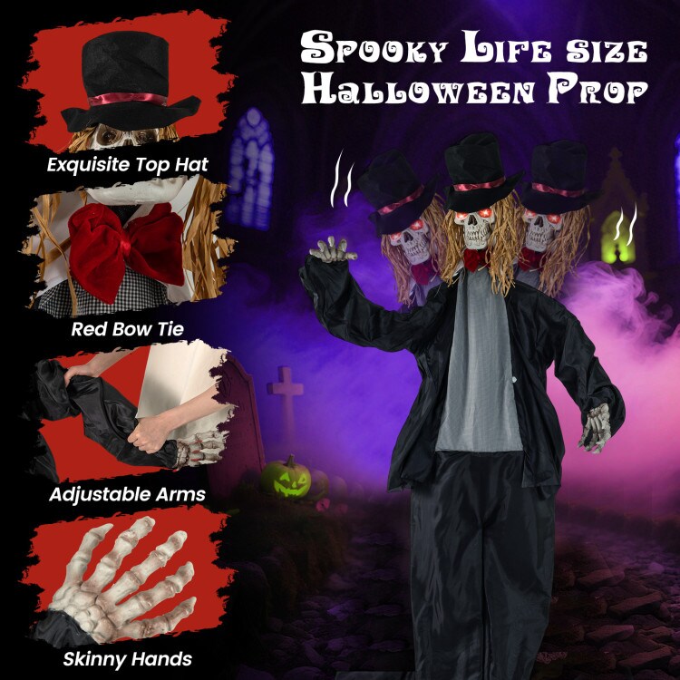 7.2 Ft Life-Size Halloween Animatronic Standing Groom with Sound Activated Creepy Eyes and Motion
