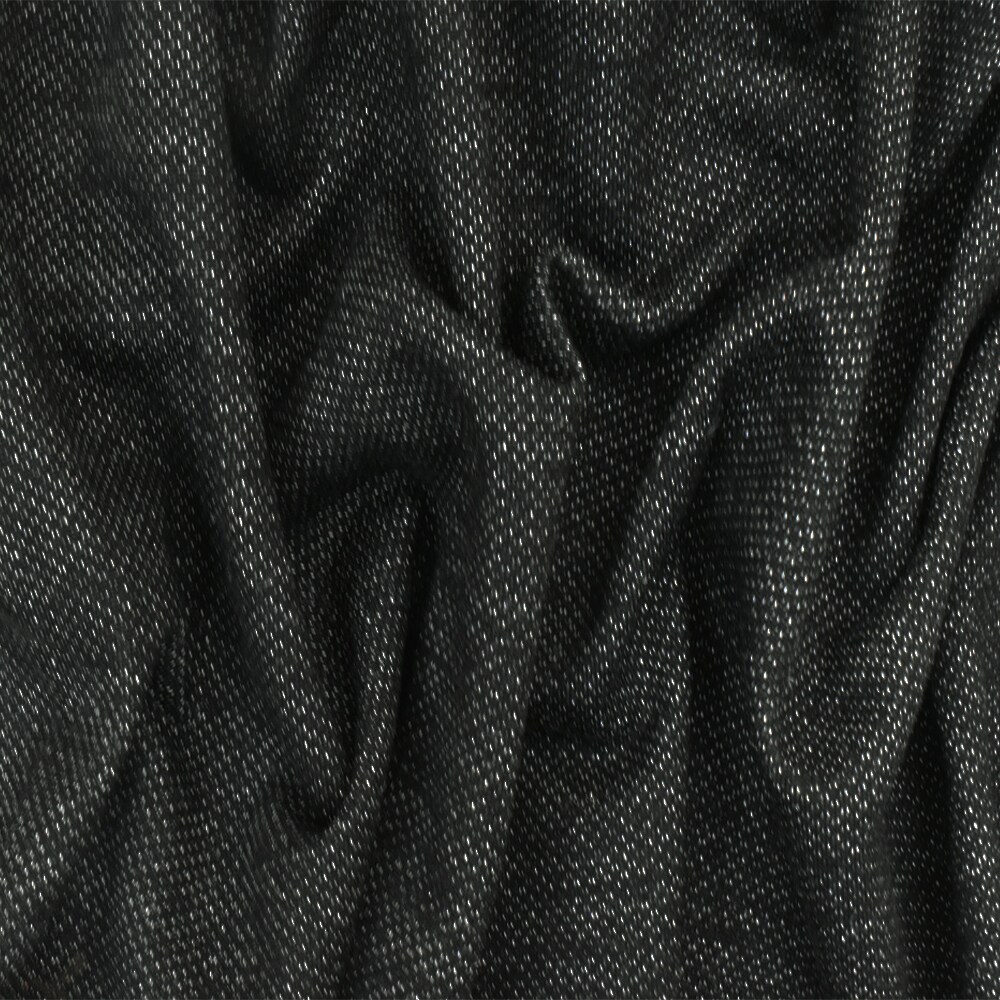 Basic Black-White Dobby Wool-Cotton Terry Knit Jacketing Fabric By the Yard