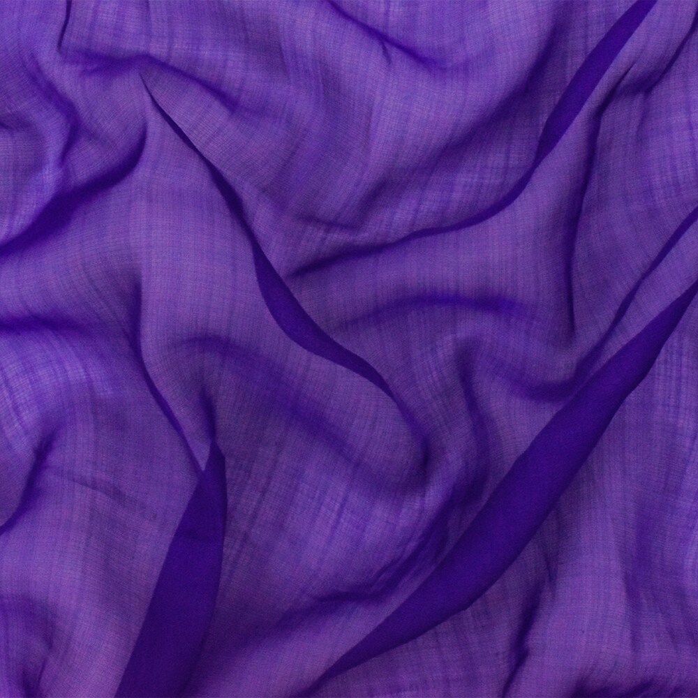Deep Indigo Purple Solid Cross-Hatch Polyester Chiffon Woven Fabric By the Yard