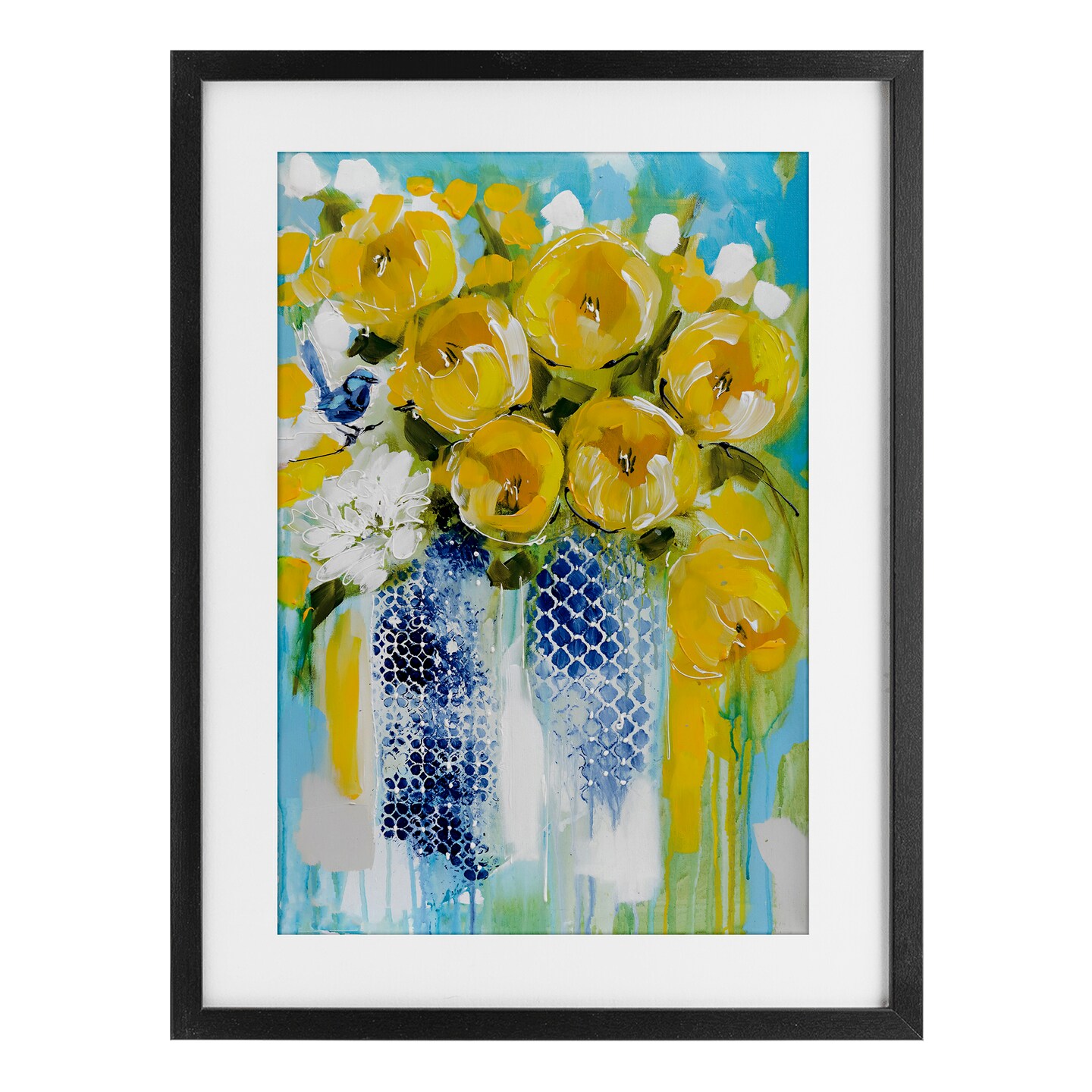 Stupell Industries Sunshine Yellow Flowers Framed Print Under Glass, design by Amanda Brooks