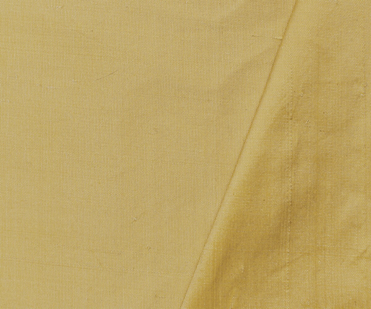 Yellow-White Iridescent Silk Dupioni Woven Fabric By the Yard