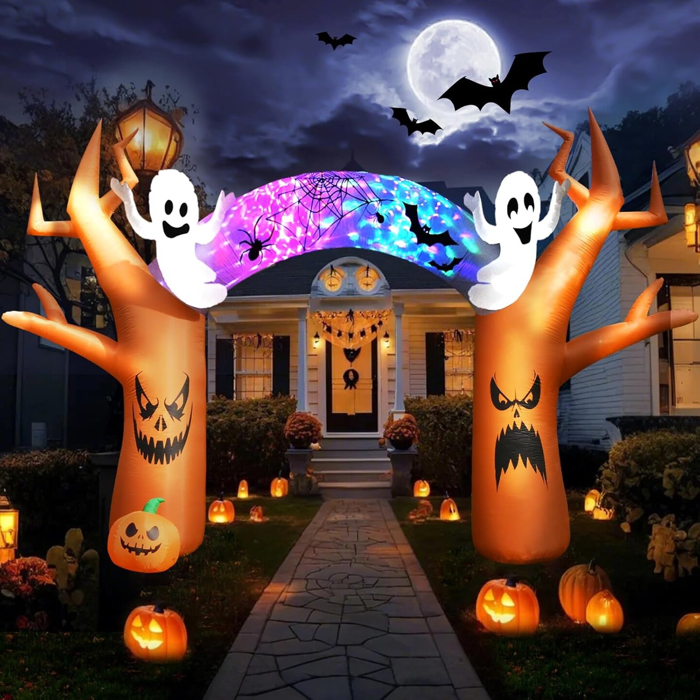 17 FT Halloween Inflatables Outdoor Yard Decorations,(Ghost Arch Inflatables)
