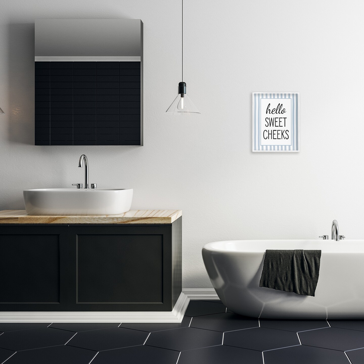 Stupell Industries Hello Sweet Cheeks on Stripes Framed Giclee, design by Lettered and Lined