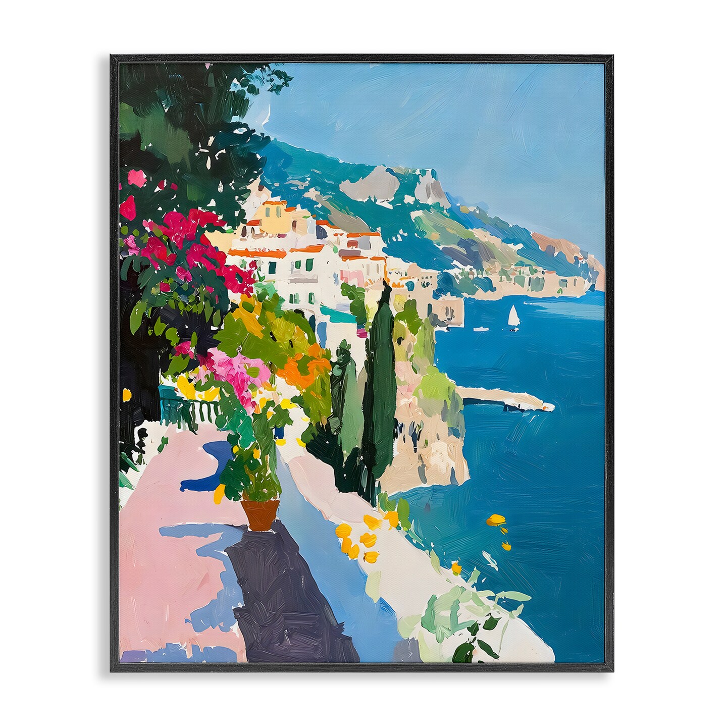 Stupell Industries Coastal Italian Balcony Framed Giclee, design by Riley B