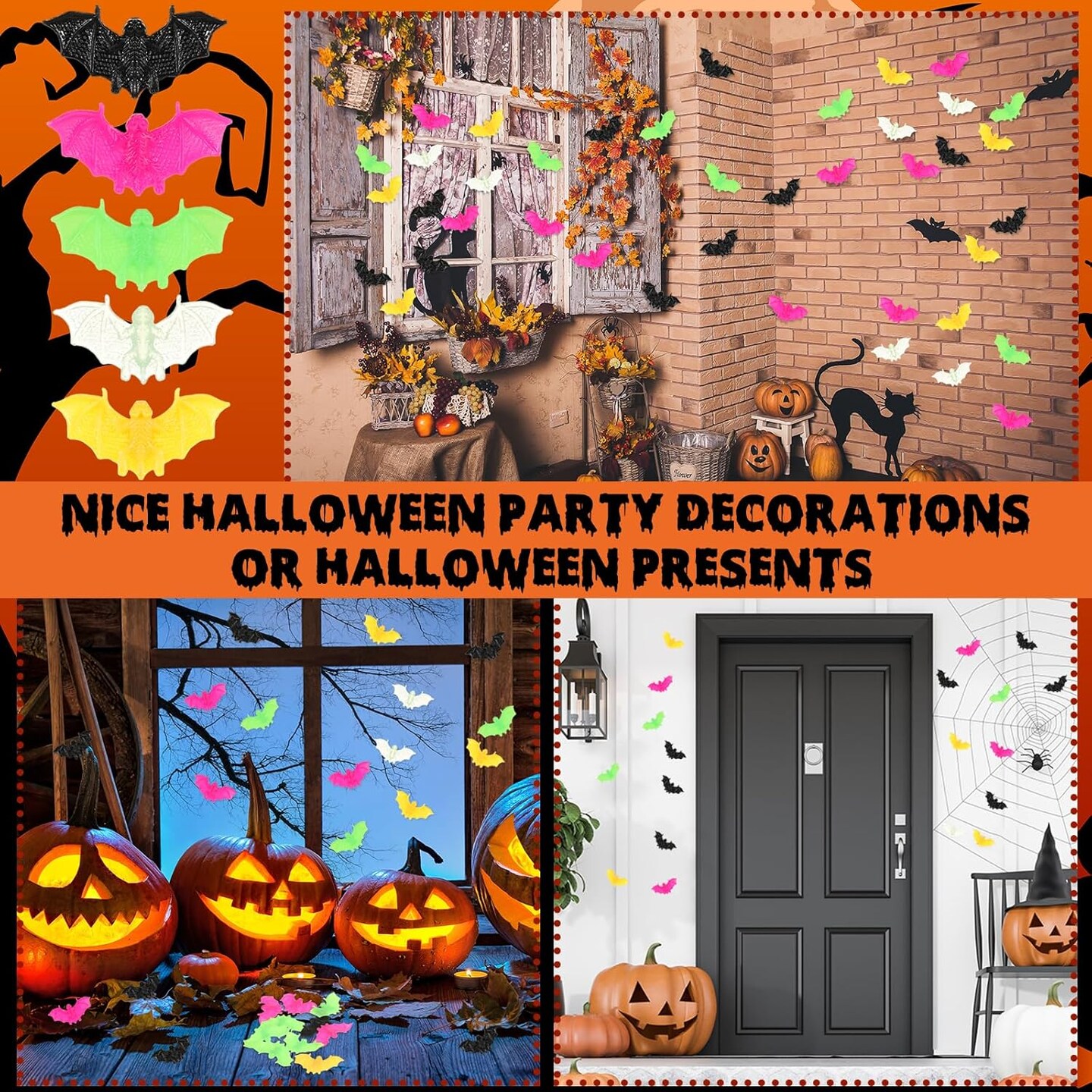 120 Pcs Halloween Plastic Mini 3D Bat Halloween Decoration