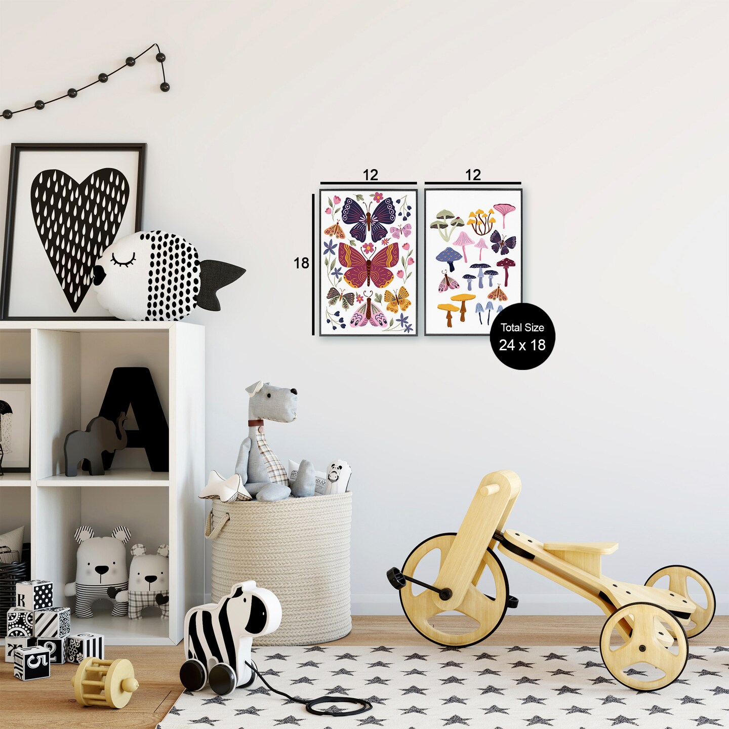 Stupell Industries Butterflies & Delicate Mushrooms 2pc Framed Giclee Set, design by JJ Design House LLC