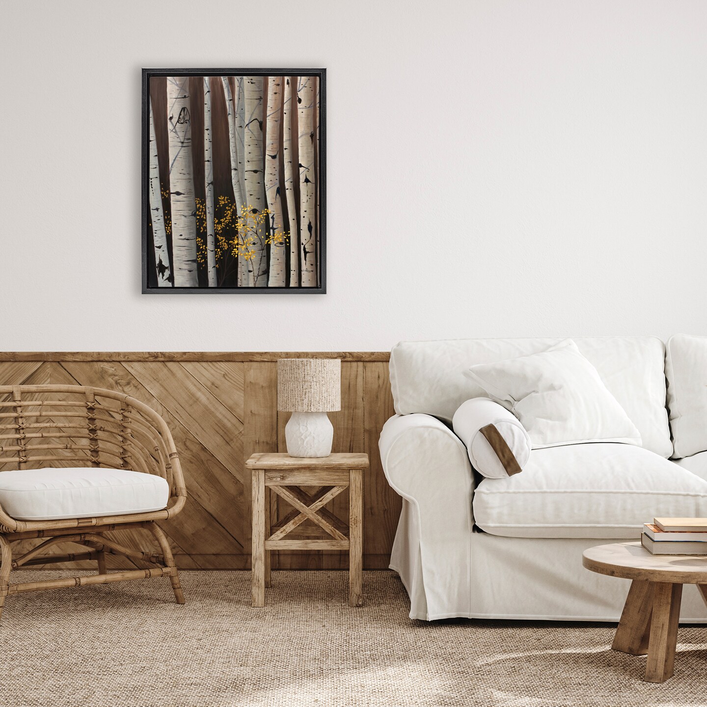 Stupell Industries Autumnal Birch Tree Trunks Floating Frame, design by Julie Peterson