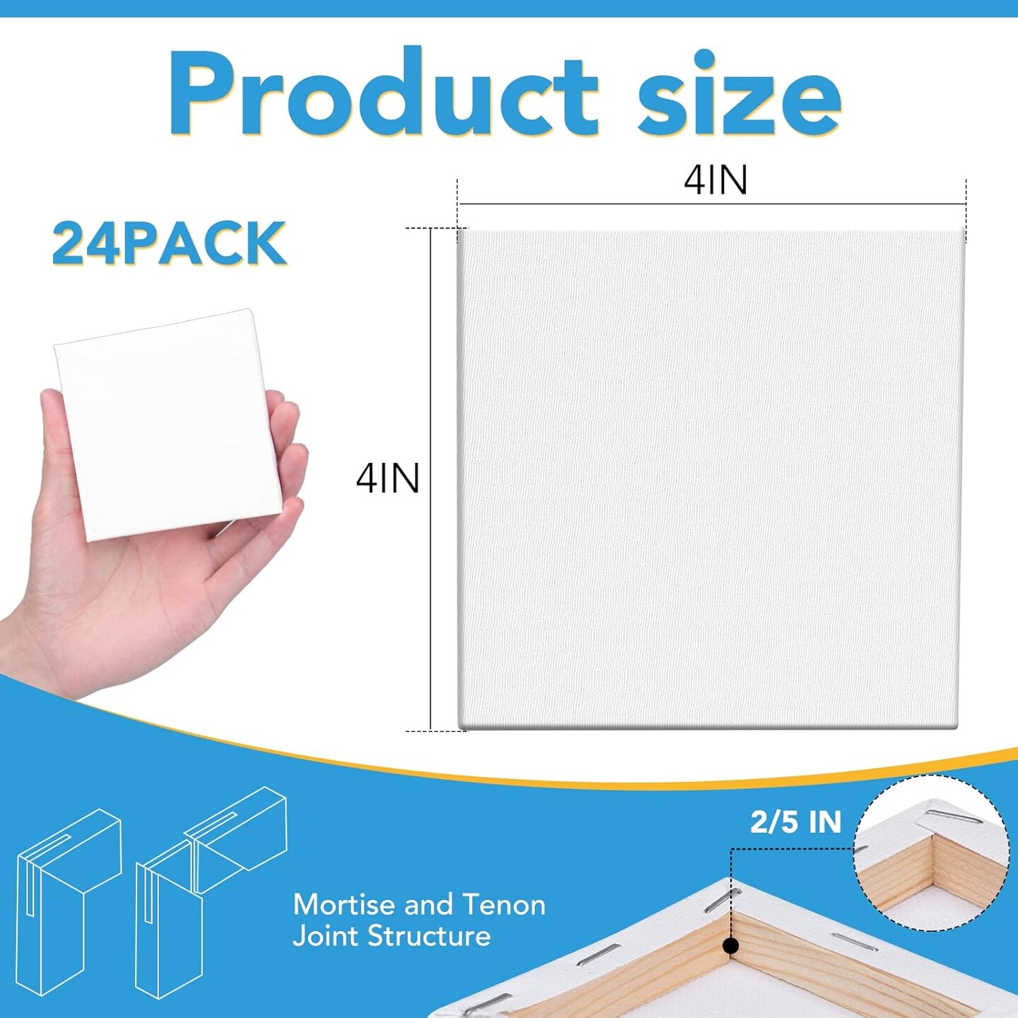 Mini Canvases for Painting,4x4In Canvas in Bulk 24Pack(Stretched Canvas)