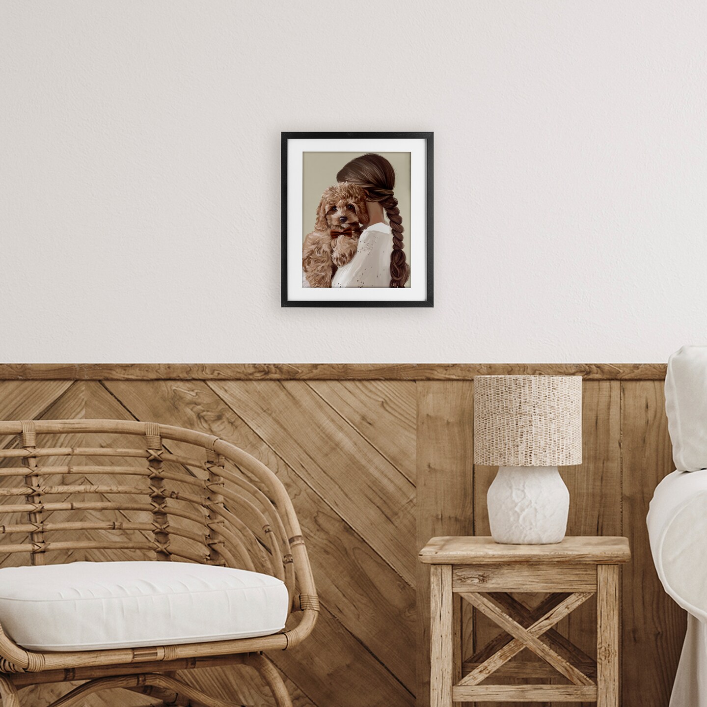 Stupell Industries Girl And Puppy Friendship Framed Print Under Glass, design by Anna Lischenko