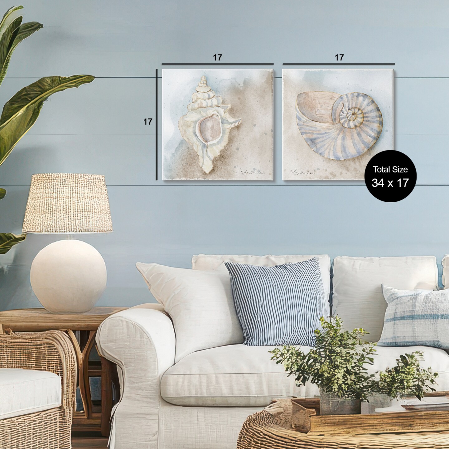 Stupell Industries Conch & Nautilus Ocean's Edge 2pc Canvas Set, design by Audrey Jeanne Roberts