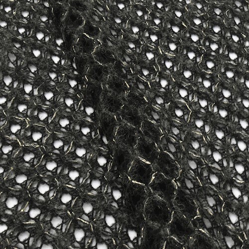 Black/Gold Sparkle Brushed Crochet/Mesh Knit Sweater Fabric By the Yard
