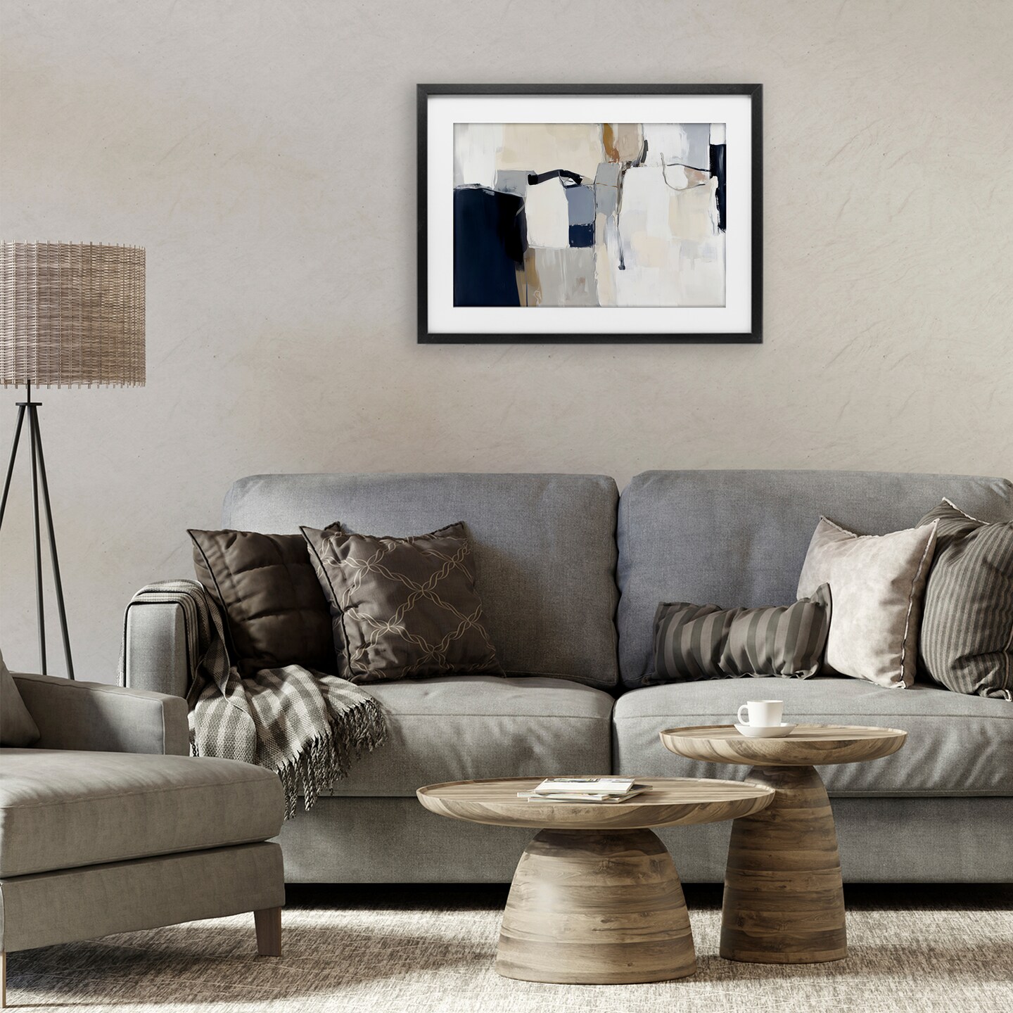 Stupell Industries Neutral Tapestry Abstraction Framed Print Under Glass, design by Irena Orlov