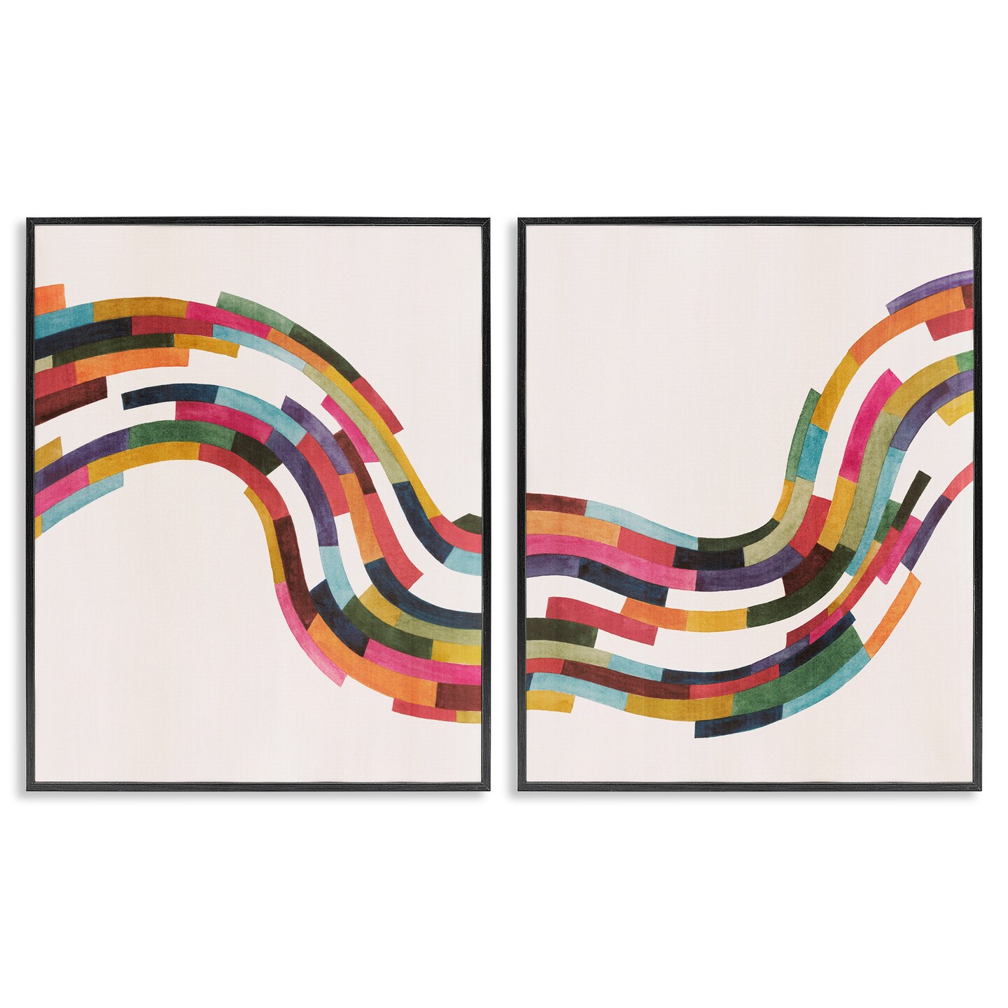 Stupell Industries Abstract Colorful Wave 2 pc Framed Giclee Wall Art Set Design by Grace Popp
