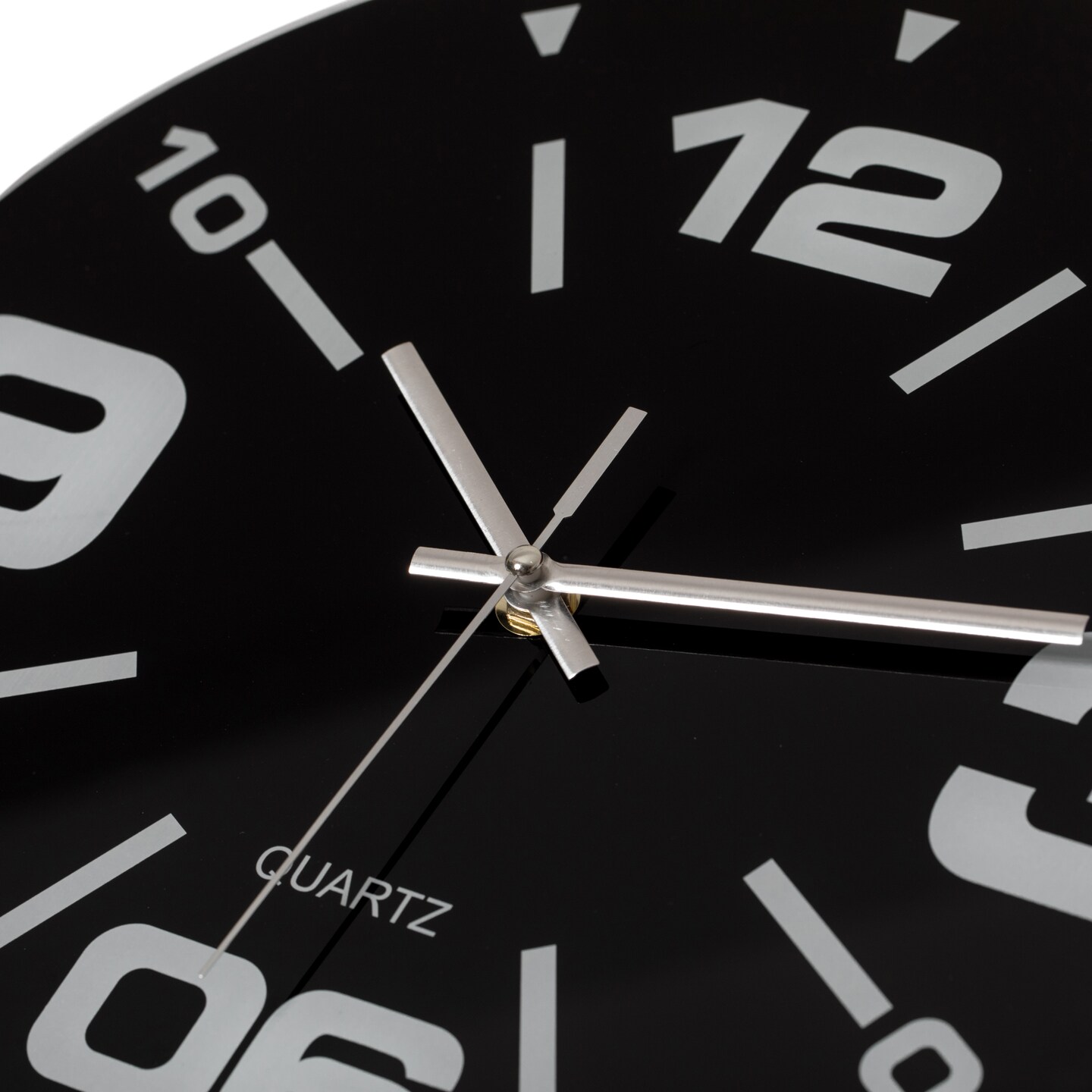 Clockswise Pack of 2 12 inch Black Decorative Unique Modern Round Glass Analog Wall Clock, Perfect for Office, Classroom, Living Room, Dining Room, Bed Room, Entryway and Kitchen Wall Decor.