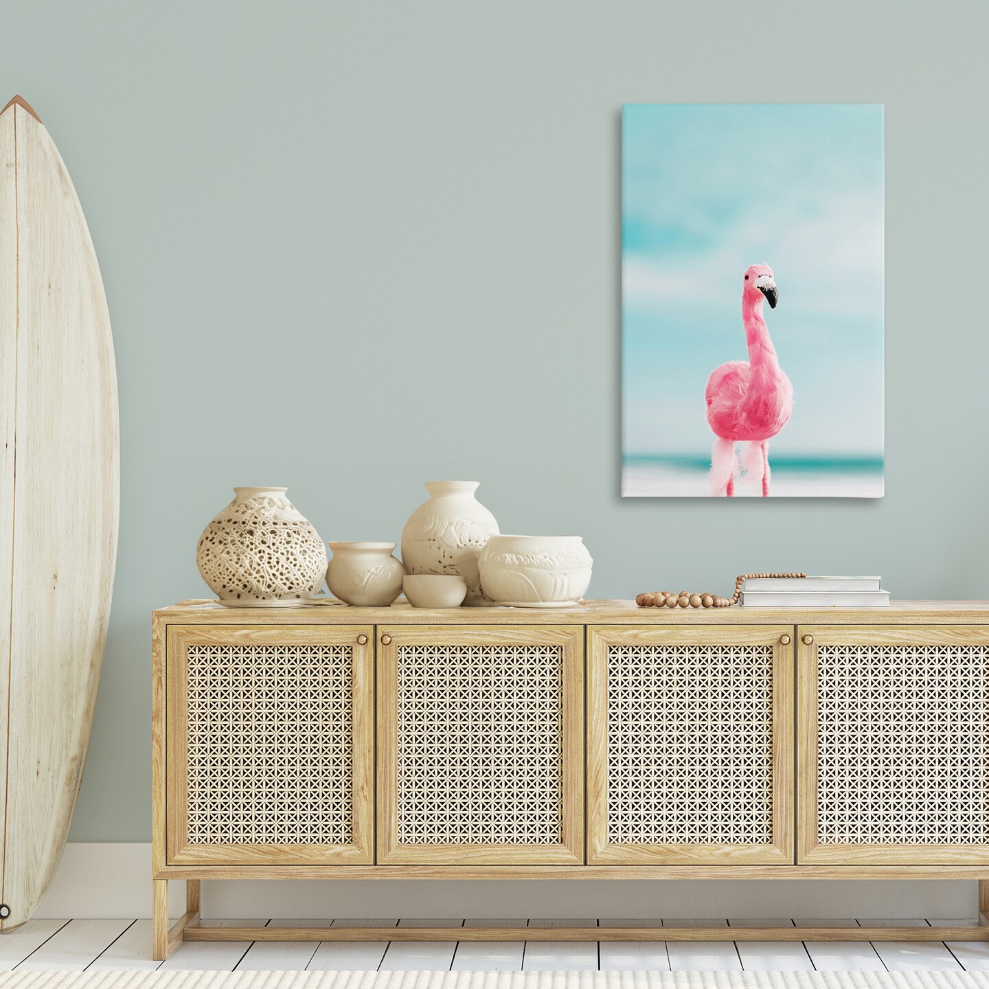 Stupell Industries Funky Summer Flamingo Canvas Wall Art Design by Nataly White