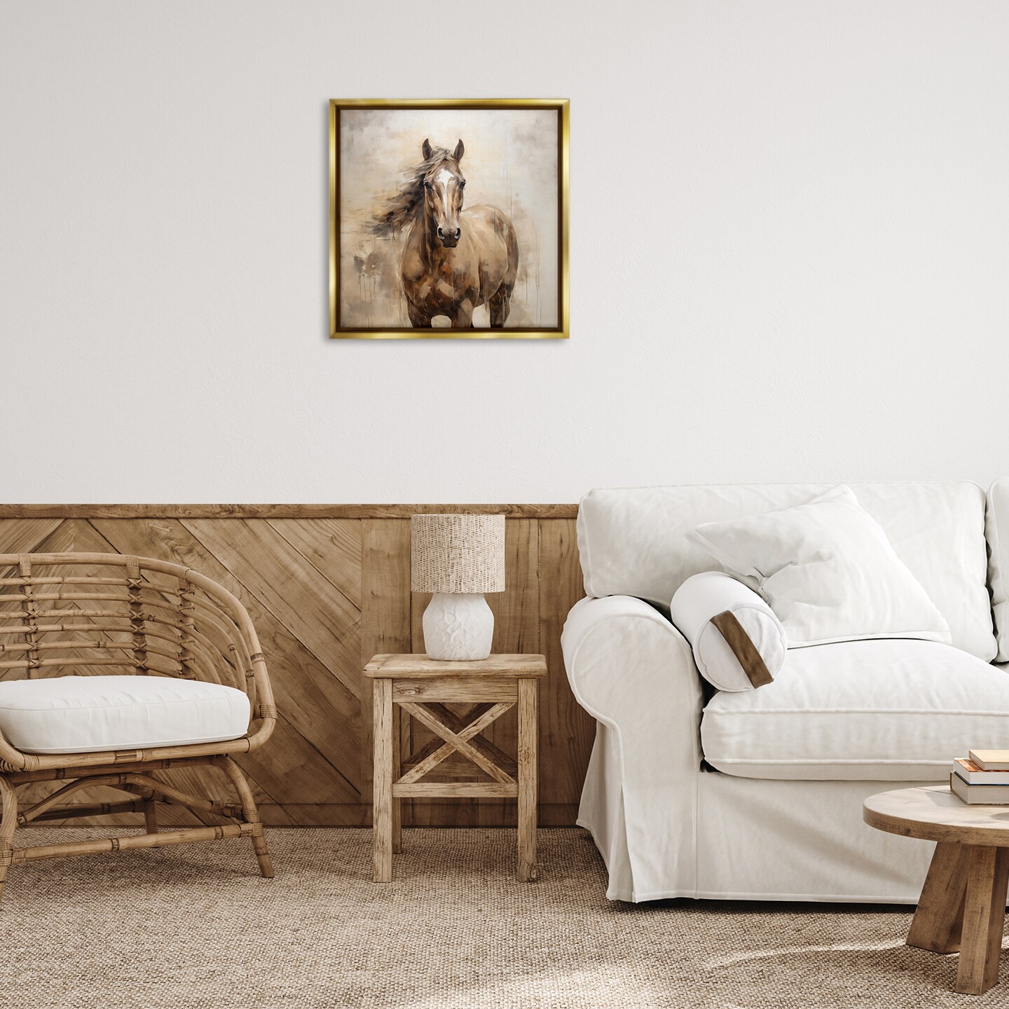 Stupell Industries Horse with Modern Drip Framed Floater Canvas Wall Art Design by PI Creative Art