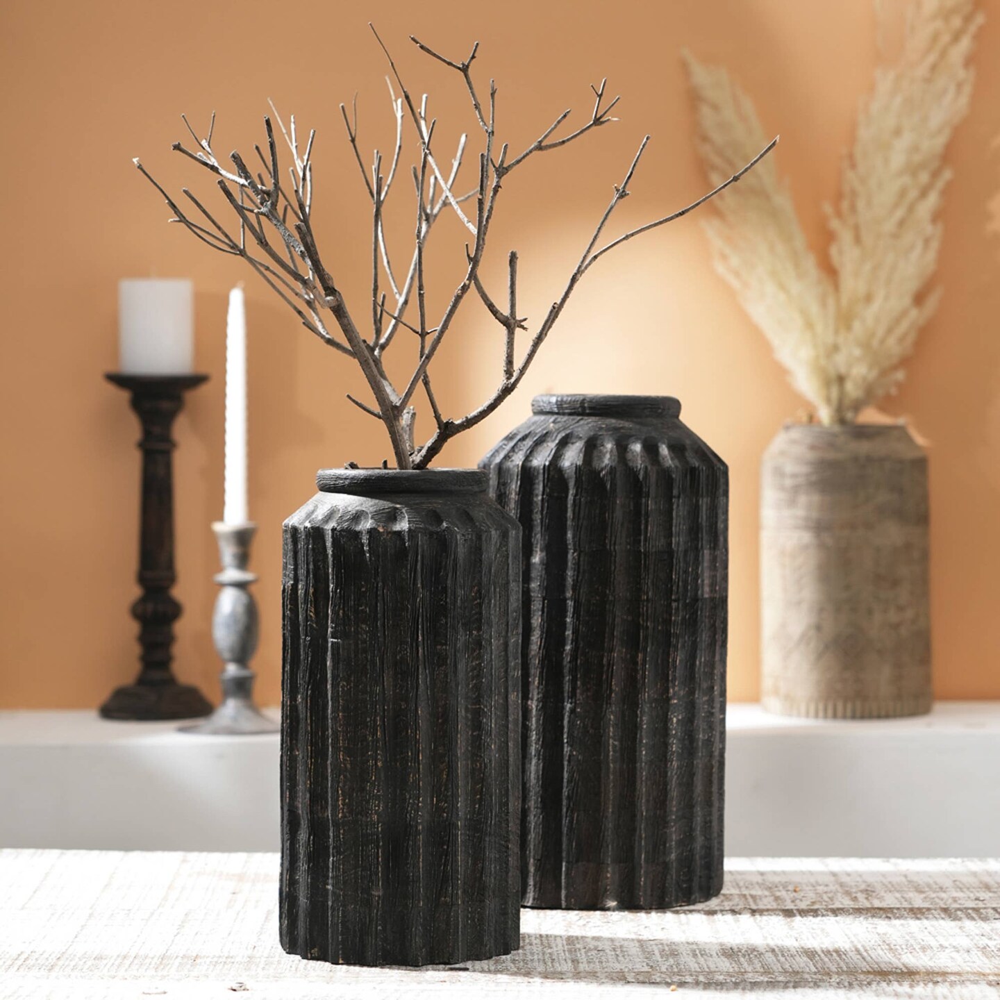 Decorative Handcrafted Accent Wood Vase