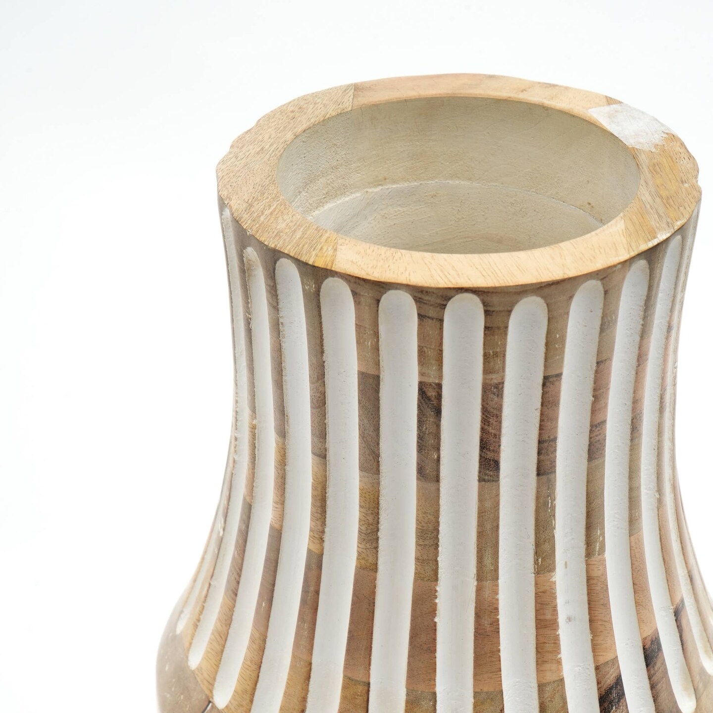 Decorative Handcrafted Mango Wood Vase - 9.25&#x22; x 9.25&#x22; X 15&#x22;