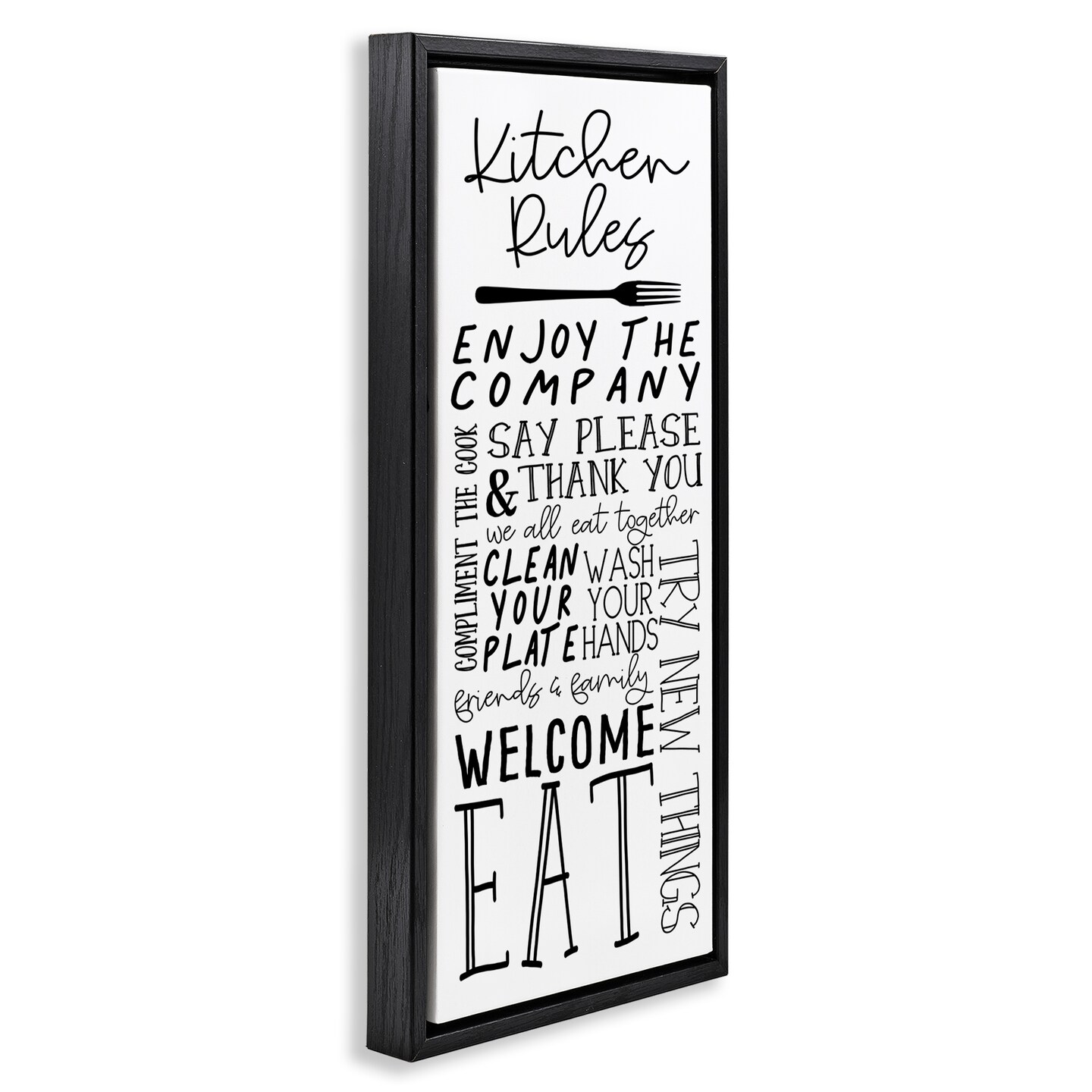 Stupell Industries Kitchen Rules Typography Framed Floater Canvas Wall Art Design by Nicole DeCamp