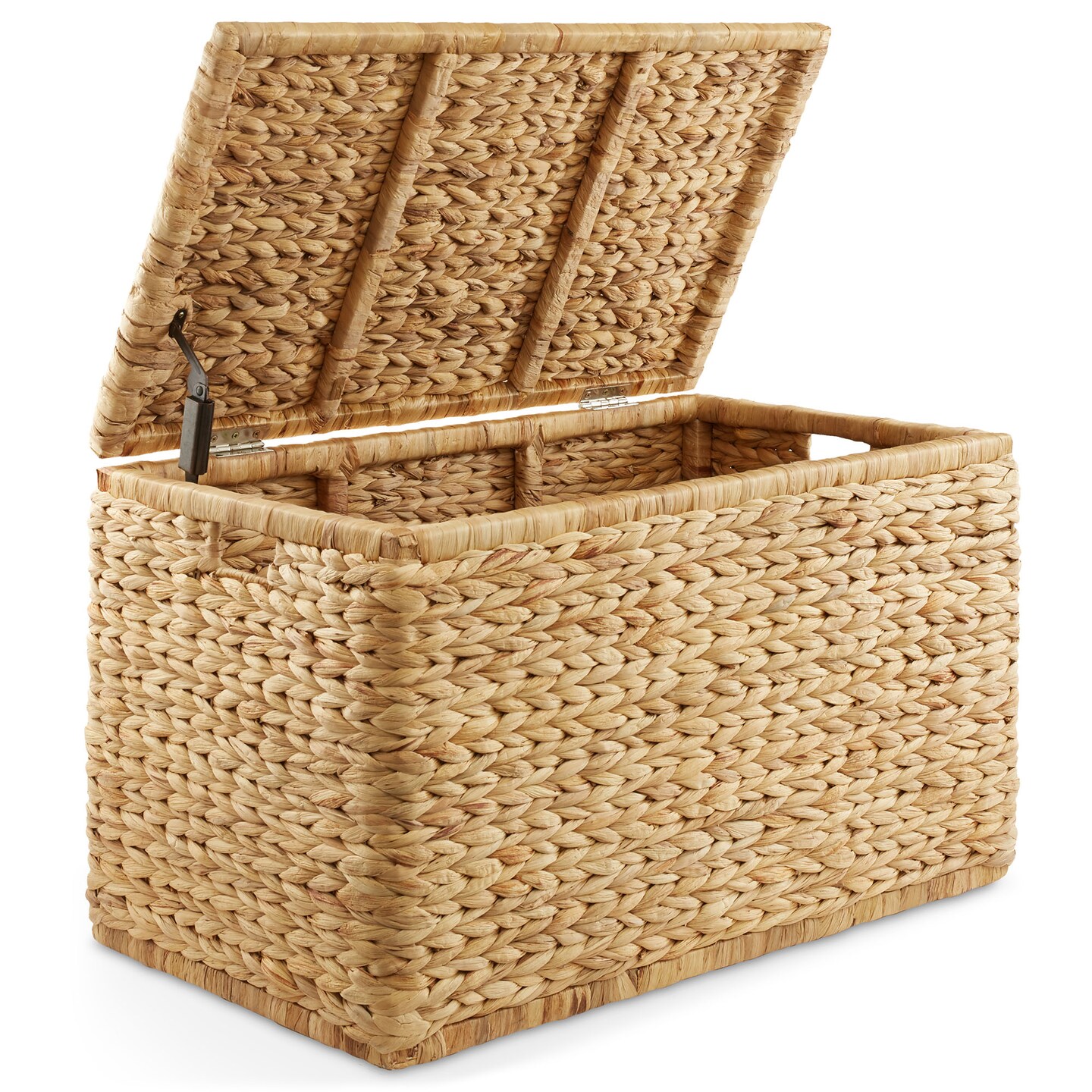Casafield 30&#x22; Storage Chest with Lid, Handles, and Safety Hinge - Water Hyacinth Wicker Storage Trunk for Entry Way, Living Room, Bedroom