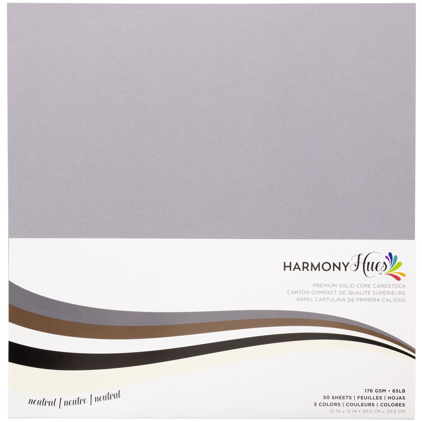Harmony Hues 65# Cardstock 12&#x22;X12&#x22; 50/Pkg-Neutral