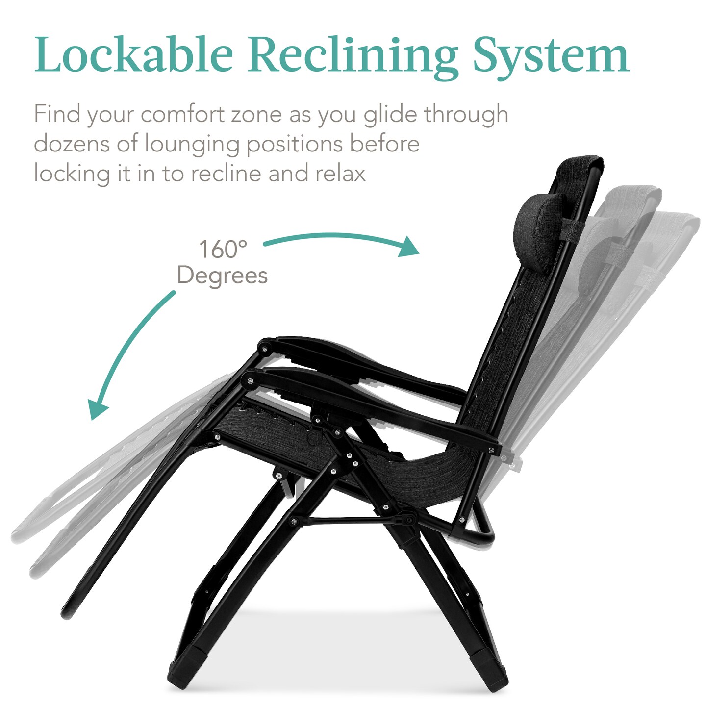 Best Choice Products Oversized Zero Gravity Chair, Folding Recliner w/ Removable Cushion, Side Tray