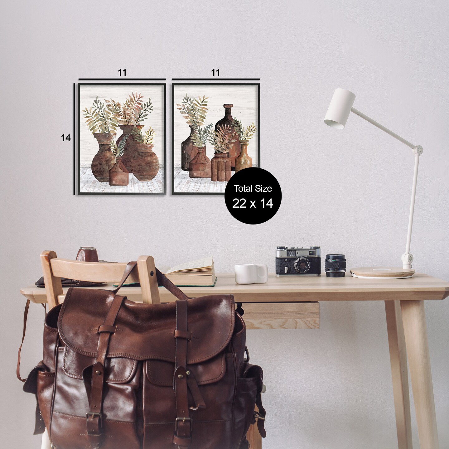 Stupell Industries Rustic Jars of Flowers 2 pc Framed Giclee Wall Art Set Design by Cindy Jacobs