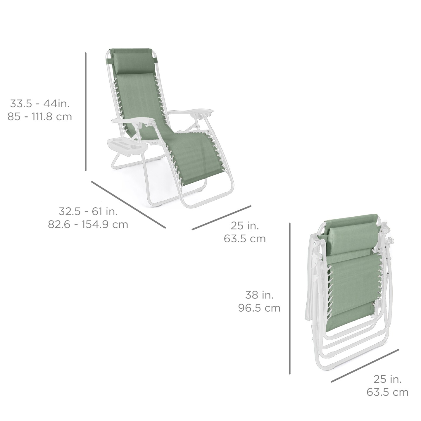 Best Choice Products Set of 2 Zero Gravity Lounge Chair Recliners for Patio, Pool w/ Cup Holder Tray