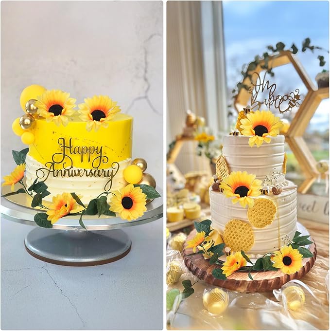 6-Pack Artificial Sunflower Garland Set (43.2ft Total) - 7.2ft Silk Yellow Flower Vines with Green Leaves - Realistic Hanging Floral Decor for Fall Weddings, Birthdays, Garden Parties & Home Tables