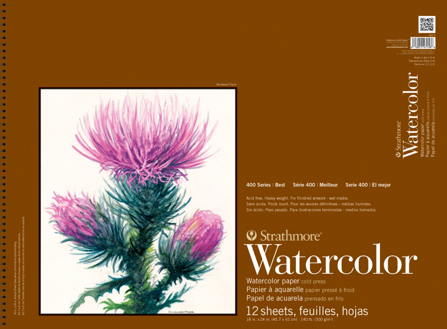 Strathmore 400 Series Watercolor Pad, 18 x 24 Inches, 140 lb, 12 Sheets