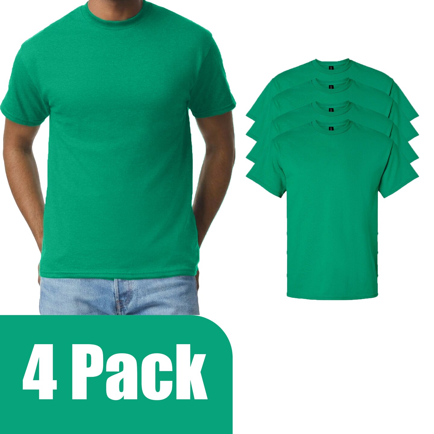 Gildan Men's Ultra Cotton Blank T-Shirt for Vinyl & HTV Projects, Kelly Crewneck Classic Fit Tee S-5XL