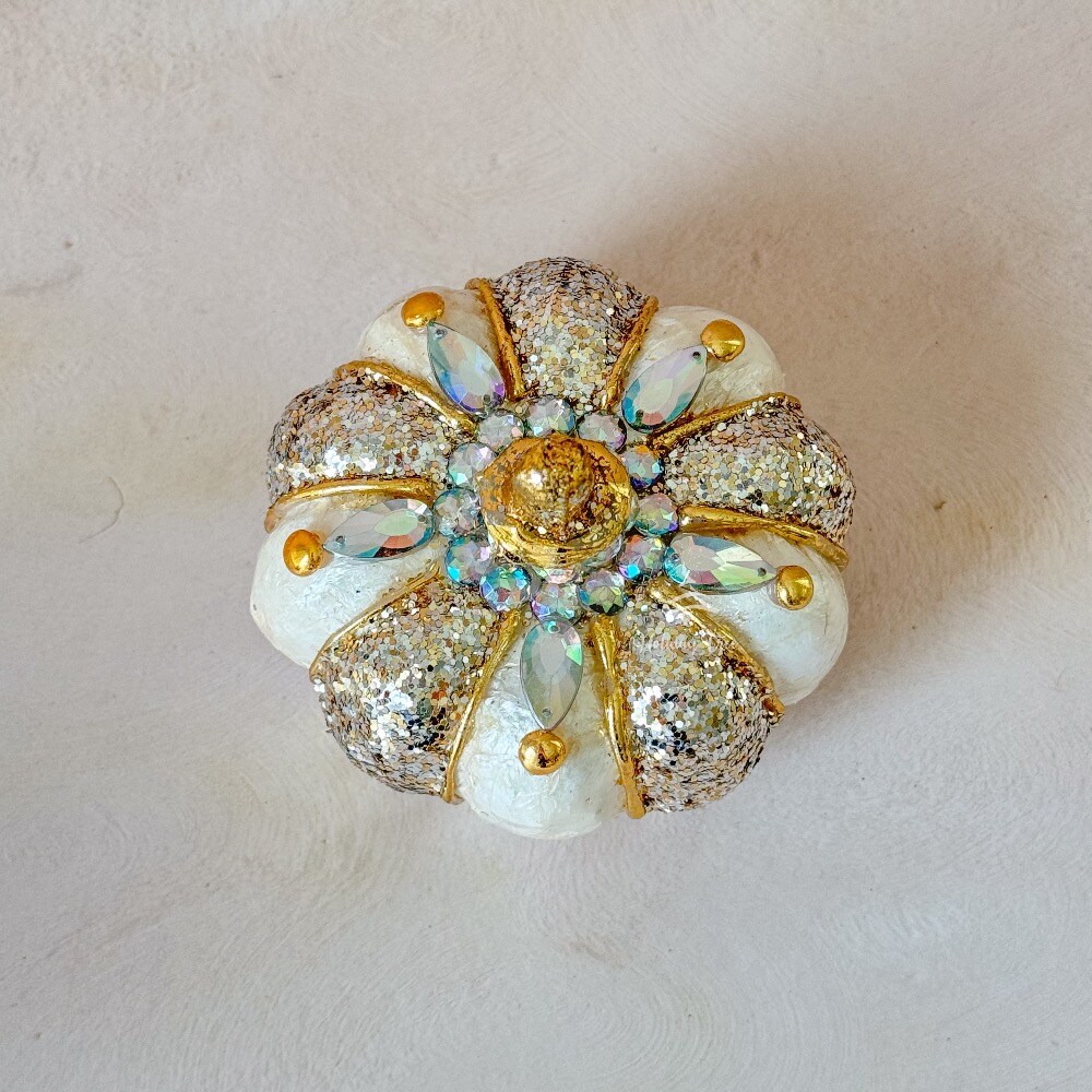 Capiz Ivory Jeweled Pumpkin | Mini | Set of 3 - Final sale / Non-returnable and Non-refundable