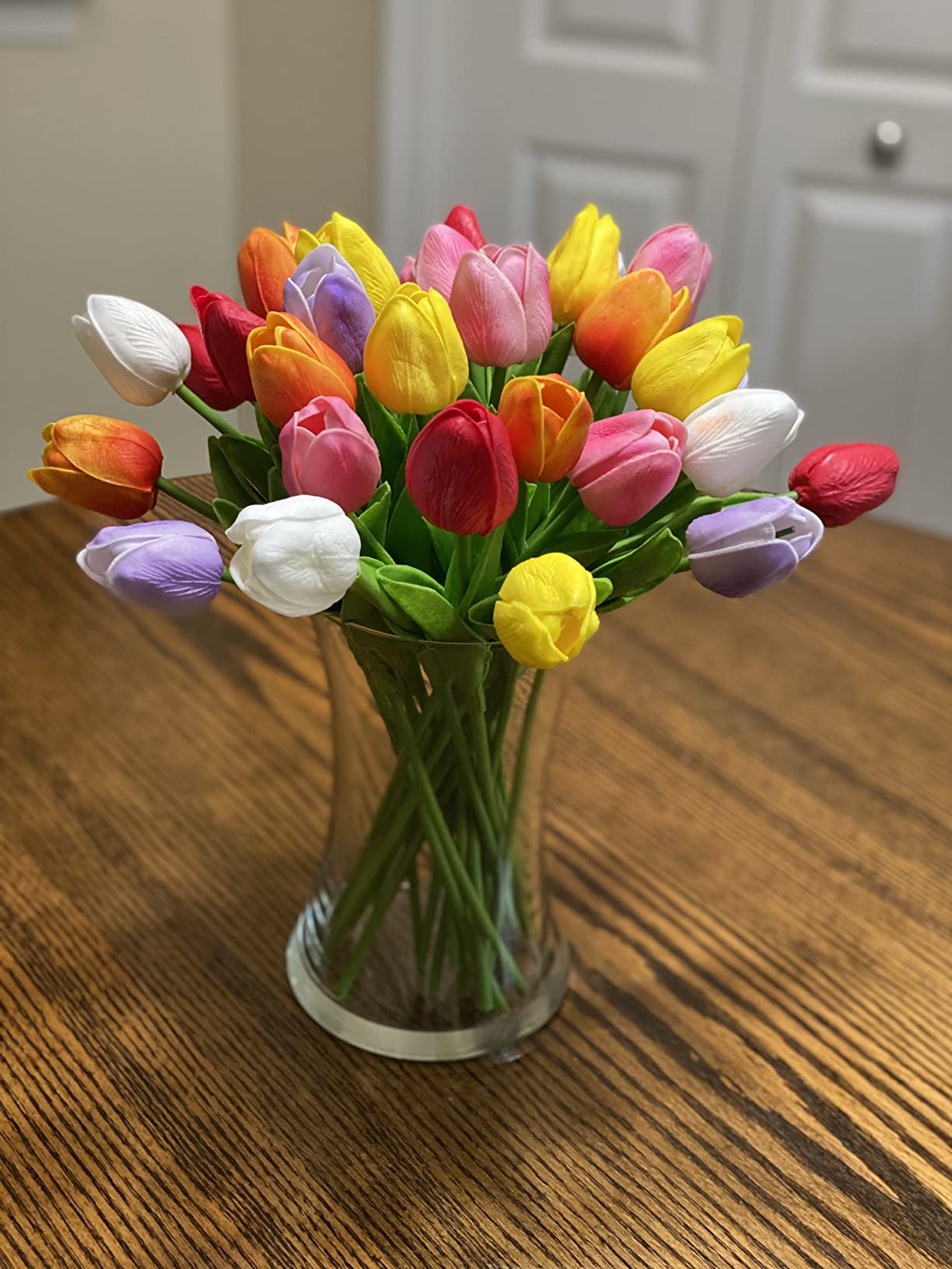 10pcs Artificial Tulips Faux Tulip Bouquet Real Touch Fake Flowers for Spring Mother&#x27;s Day Easter Wedding Home Decoration, Multicolor