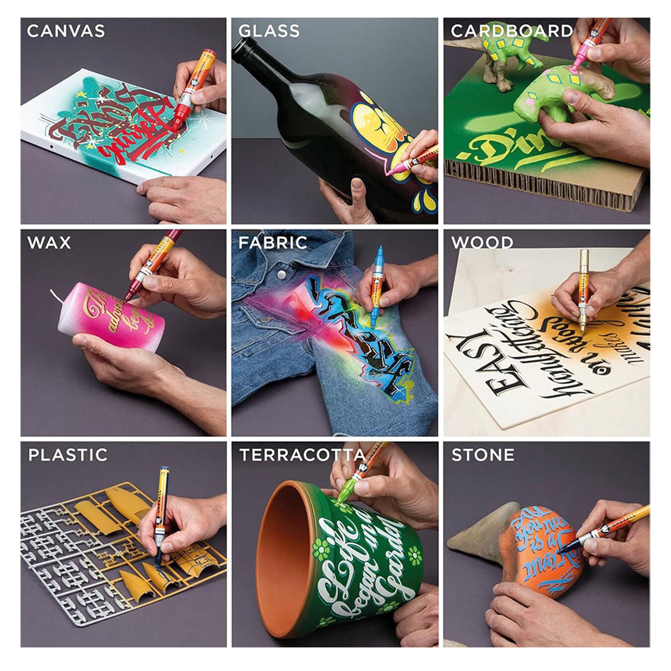 Molotow ONE4ALL Acrylic Paint Marker Character 6-Color Set, 2mm, Assorted Colors, 1 Set Each