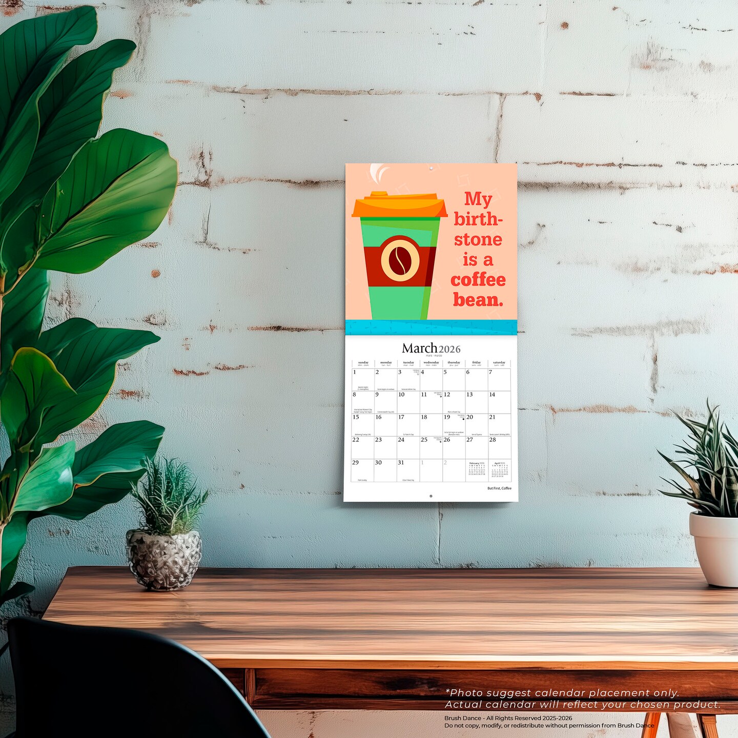 But First Coffee | 2026 7 x 14 Inch (Hanging) Monthly Mini Wall Calendar