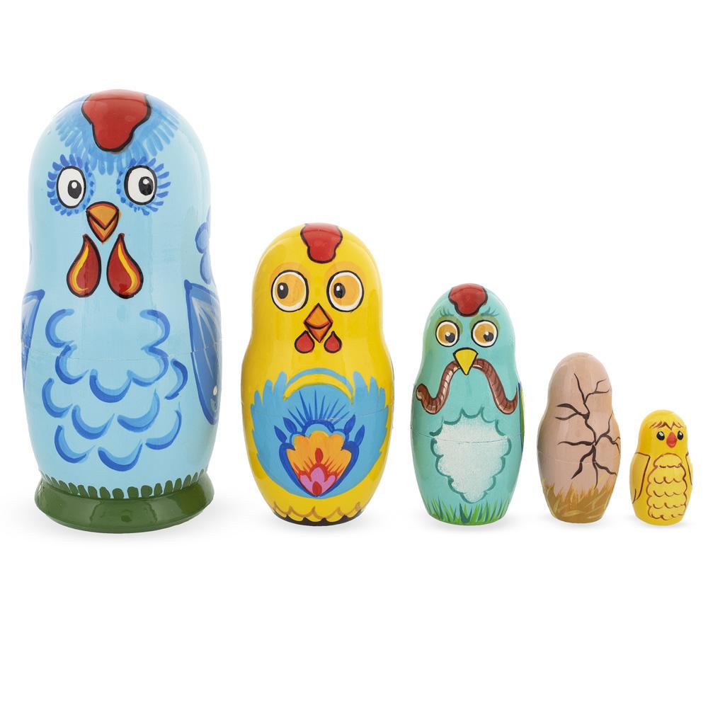 The Chicken Family Wooden Nesting Dolls