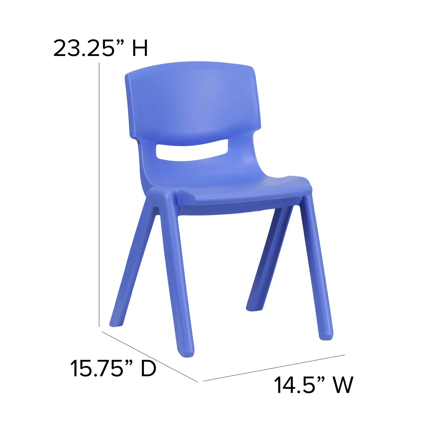 Emma and Oliver 4 Pack Plastic Stackable K-2 School Chair with 13.25"H Seat