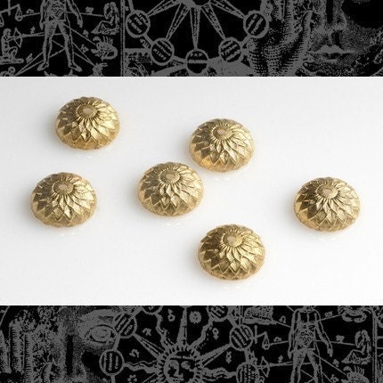 Raw Brass and Silver Plated Acorn Bead Caps - Set of Twelve - M-BC01