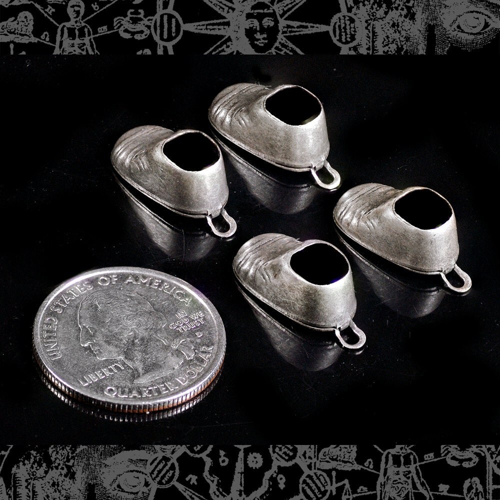 Antiqued Silver Plated Brass Baby Shoe Charms - Set of Four - S-C105