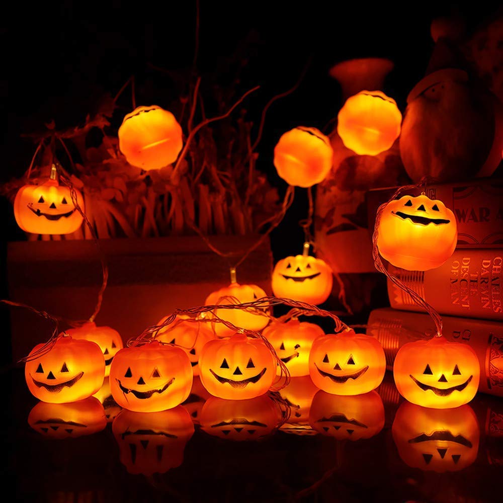 20 LED Pumpkin String Lights 9.8 Feet Halloween Decor, 2 Modes Steady and Flickering Lights for Indoor, Outdoor, Festival, Party, Holiday, Halloween Decorations