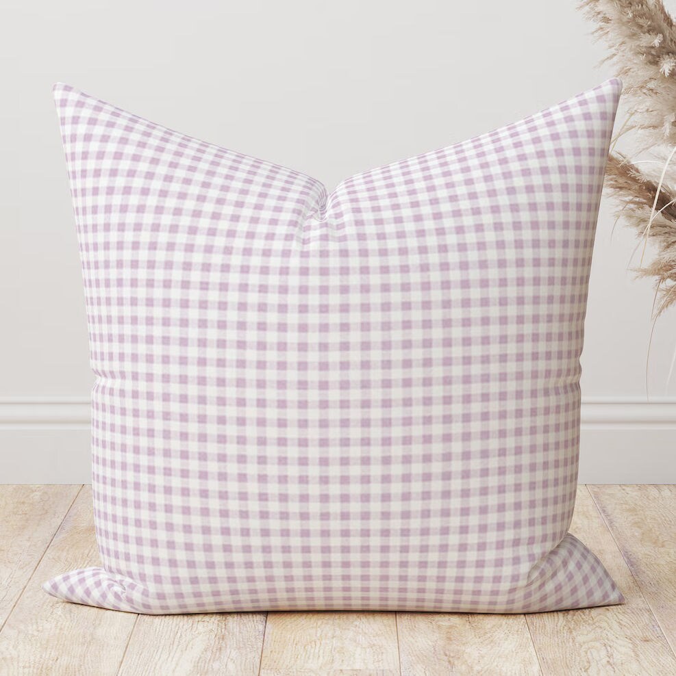 Orchid Mini Gingham Plaid Pillow Cover - Premier Prints Classic - Cozy Cottom Twill - Nursery Decor - Easter and Spring Pillow Cover