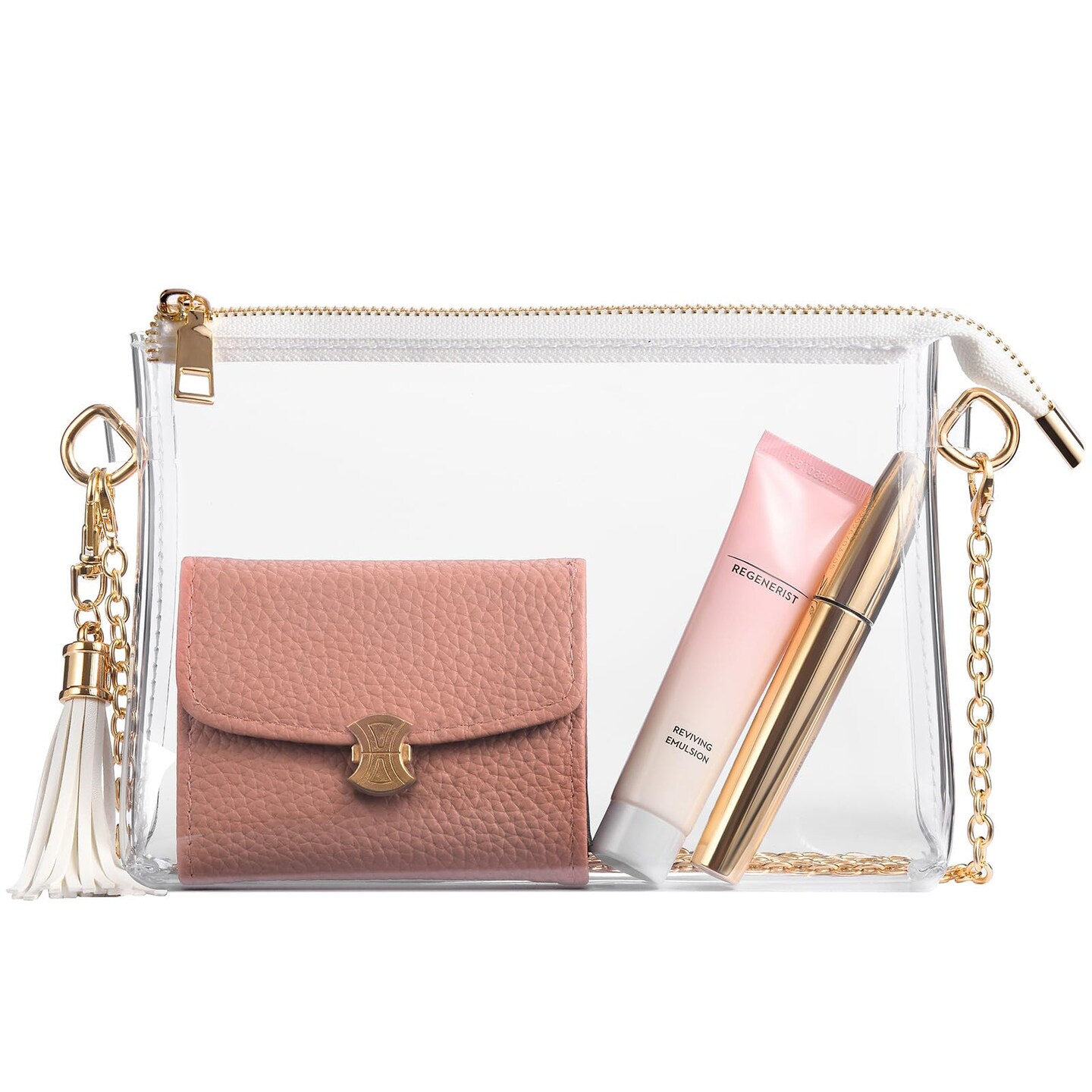 Clear Bag Stadium Approved, Clear Crossbody Purse for Concert, Festival (White)
