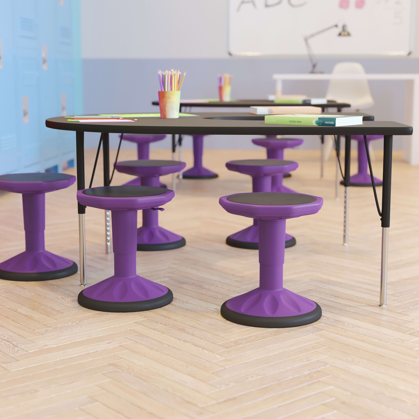 Emma and Oliver Saylor Height Adjustable Active Motion Stool for Kids with Weighted Rubber Non-Slip Bottom