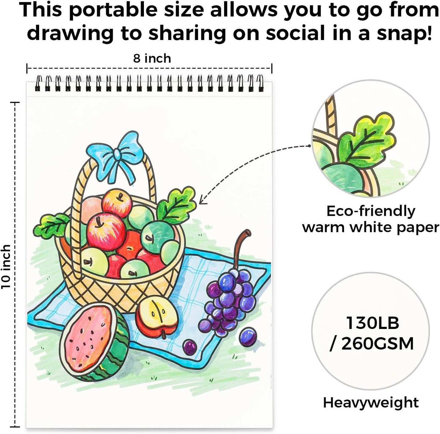 Ohuhu Double-Sided Bleedproof Coloring Book for Alcohol Markers - 8&#x22;x10&#x22; Coloring Books - Stress-Relieving Animal Mandala Flower Dessert Portrait Designs for Adults and Teens