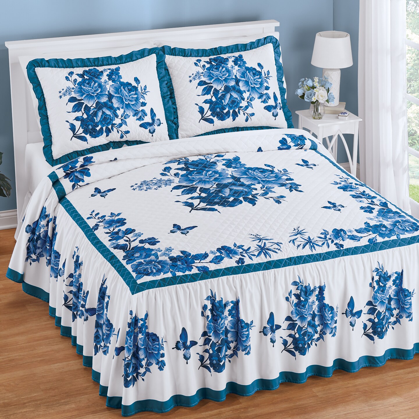 Collections Etc Enchanting Butterfly Ruffled Bedspread